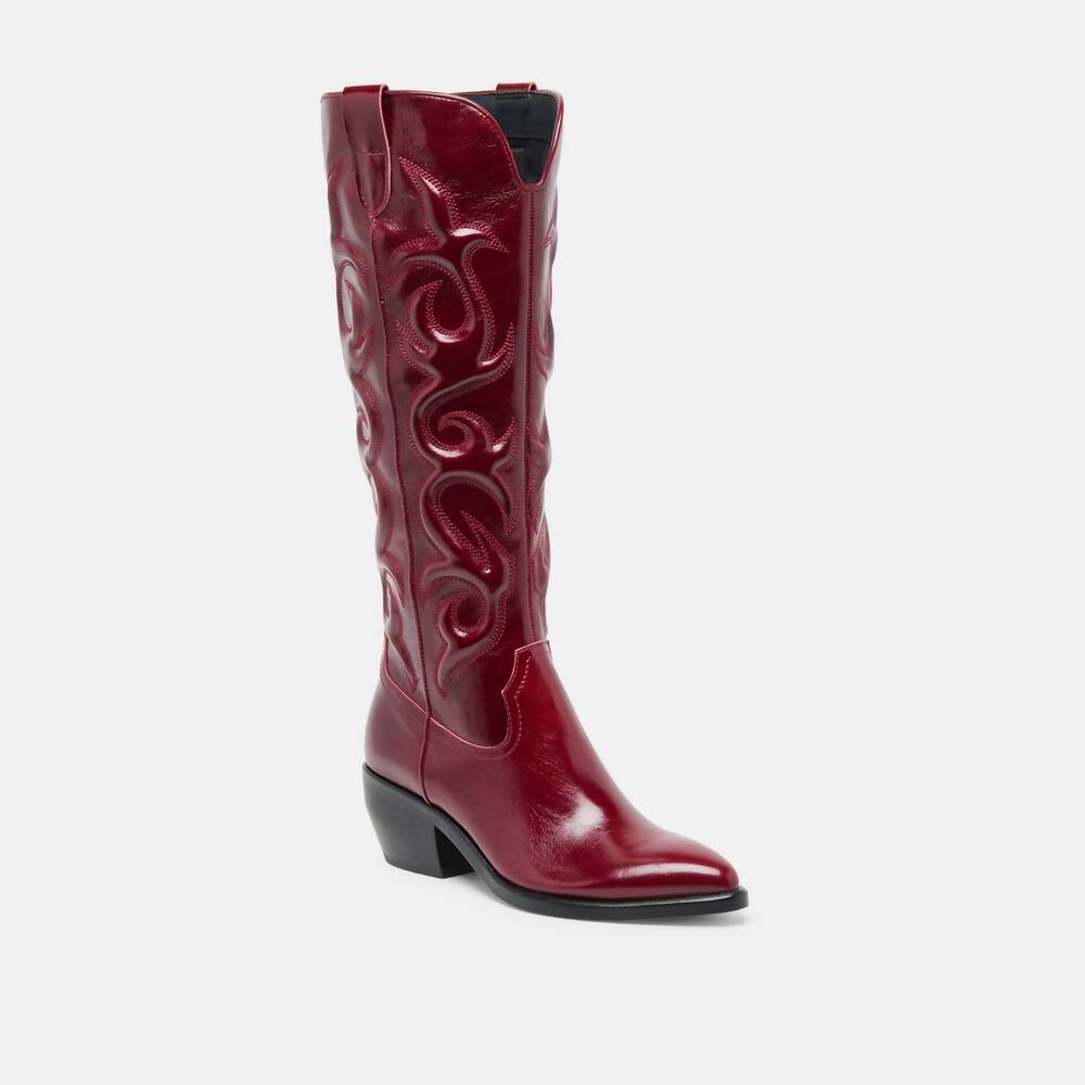 NEW DOLCE VITA women's mirla leather boots in oxblood - Picture 4 of 5